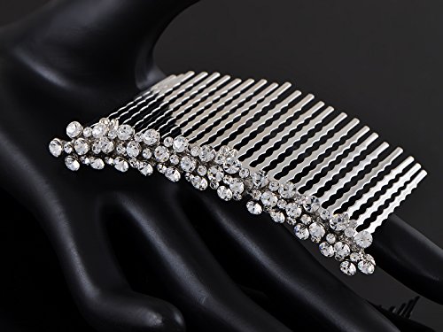 Alilang Contemporary Elegant Silver Tone Clear Crystal Rhinestone Bridal Hair Comb