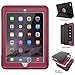 DUNNO Case Compatible with iPad 6th/5th Generation 9.7-Inch 2017/2018, Three Layer Heavy Duty Full Protection Case with [Auto Sleep/Wake] Stand Design for iPad 5/6 Generation (Black+Rose)