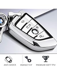 Intermerge - Funda para llave de BMW (poliuretano termoplástico suave, para BMW Serie 1, 3, 4, 5, 6, 7, X3, X4, M2, M3, M4, M5, M6, sin llave), color plateado