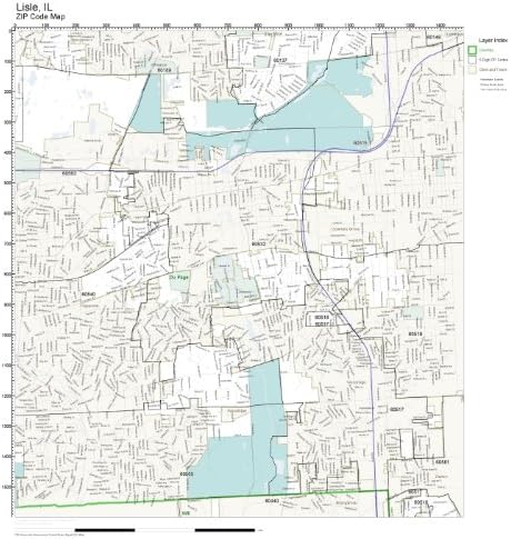 Amazon Com Zip Code Wall Map Of Lisle Il Zip Code Map Not Laminated Home Kitchen