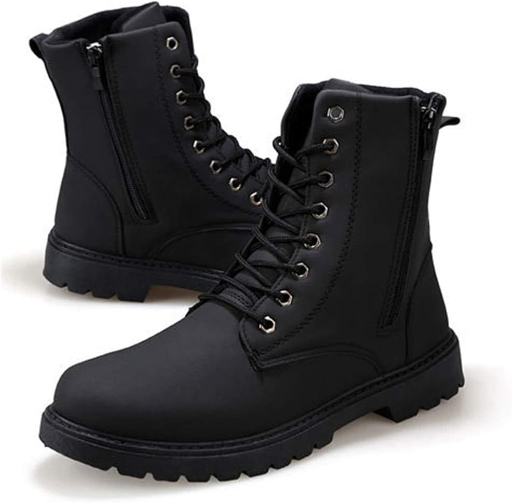 Smart.A Men MidCalf Split Leather Boots Flat NonSlip Combat Boots