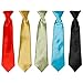 Bundle Monster 5pc Solid Color Boys Formal Pre-Tied Polyester Neckties - Set 3, Brights