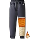 Nopuper Mens Winter Pants Sherpa Lined Sweatpants Fleece Warm Jogger for Sport, Outdoor, Snow Cleaning, Cold Weather