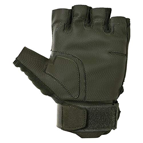 TG Hellfox Fingerless Tactical Gloves for Men Hard Knuckle for Military Police Combat Motorcycle Outdoors Camping Cycling Paintball (OD Green, Large)