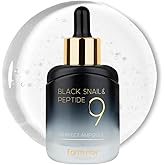 Farmstay Black Snail & Peptide9 Perfect Ampoule, Korean Snail Mucin Serum for Elastic & Glow Skin, Boosting Radiance & Repairing Skin Barrier Serum, for Women & Men, Korean Skin Care, 1.18 Fl. Oz.