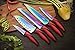 SiliSlick Kitchen Knife Set, Rainbow Titanium Coated Stainless Steel, Ergonomic Red Handle, Chef, Santoku, Paring, Utility, Bread Knives, Protective Covers, 14