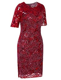 vijiv vestido Vintage 1920 Gatsby de lentejuelas encaje fiesta de cóctel vestido de flecos con mangas