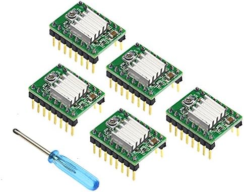 HESAI A4988 Stepstick Stepper Motor Driver Module + Heat Sink for RepRad 3D Printer RAMPS 1.4 Controller (Pack of 5 pcs)