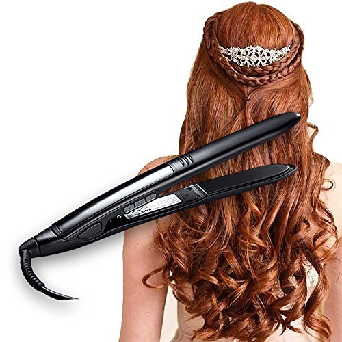 Topstone® Professional Digital Hair Straightener Ceramic Curling Iron with a Bonus Travel Pouch (Black)