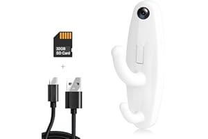 ISEKURITY 1080P Body Camera with 32GB SD Card, Mini Video Recorder Security Nanny Cam with Motion Detetion,Small Video Indoor Security Camera for Home/Office/Pet Monitor,No WiFi Needed No Audio-White