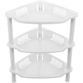 Cabilock 3-Tier Plastic Storage Rack Small Shelves Organizer for Bathroom Kitchen Desk Corner Shelf Stand No-Tool Assembly Compact Space Saving 13.38X11.02X8.26 Inches