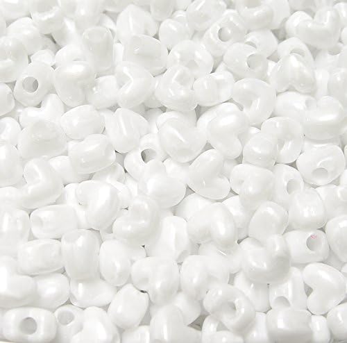 Jolly Store CraftsWhite Pearl 12mm Heart Shaped Pony Beads, Made in USA