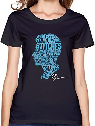 Stitches Lyrics On Face Of Shawn Mendes Women Cotton T Shirt