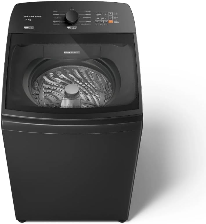 Máquina de Lavar Brastemp 14kg com Smart Sensor, Função Reduzir Tempo e Ciclo Tira Manchas Preto BWJ14A9