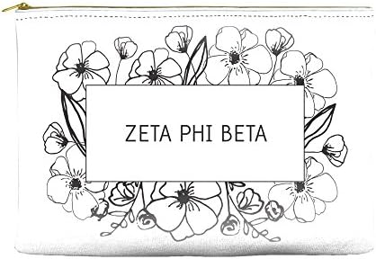 Zeta Phi Beta Flower Box White Cosmetic Accessory Pouch Bag for Makeup Jewelry &amp; other Essentials