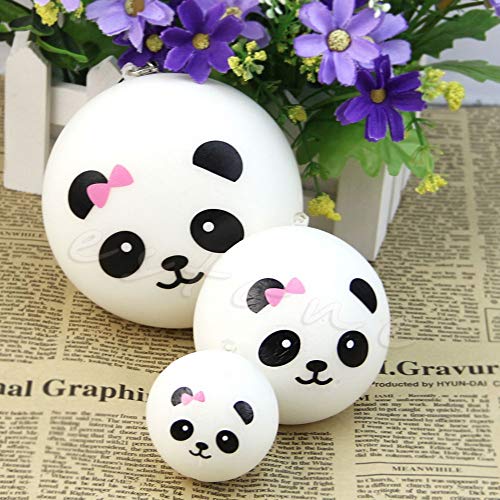 Chezaa 1PCS Cute 3.9'' Panda Buns Bread Charms Key/Bag/Cell Phone Straps Stress Relief Toy Squeeze Toys (White) - Thumbnail 2