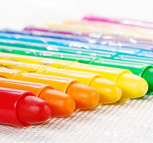 24 Bright Color Soft Crayons in Yellow Case, Non-Toxic Child Safe Oil Pastel ...