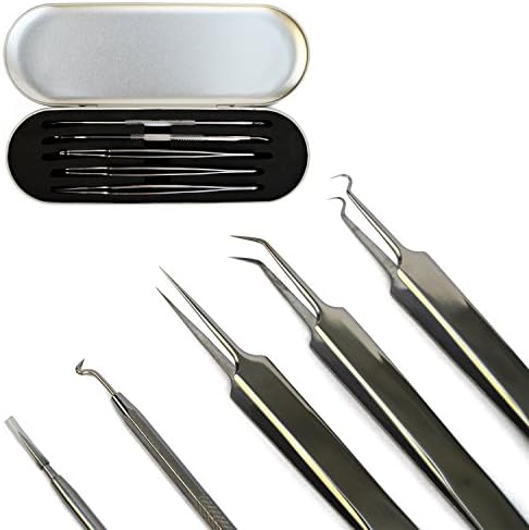 Blackhead &amp; Splinter Remover Tools, Stainless Steel Anti-microbial Professional Easily Blackhead &amp; Blemish Remover Kit with Metal Case