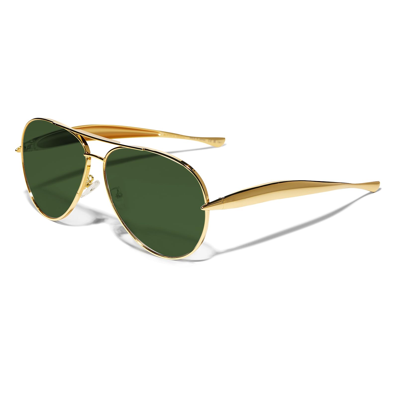 Photo 1 of GUVIVI Retro Gold Aviator Sunglasses for Women Men, 2025 Metal Oversized 70s Aviators Green Sun Glasses