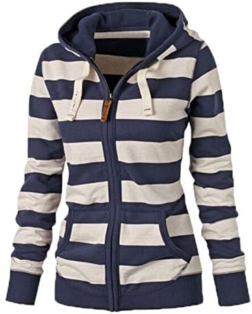 Hengzhi Women's Zebra Funnel Neck Hoodies Long Sleeve Zip Up Cute Pullover Coat