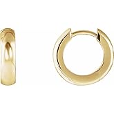 Solid 14k Yellow Gold 14.25mm Hinged Hoop Huggie Earrings (14mm x 3.5mm)