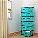 Function Home 12-Drawer Chest, 6 Tier Storage Organizer Tower, Metal Shelf with 12 Removable Fabric Bins, Ideal for Home Office Dorm Bedroom, Turquoise