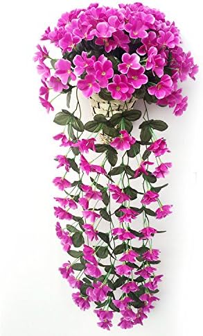 LBZEZR Bunches of Artifical Violet Ivy Flower DIY Hanging Basket Garland Wedding Floral Decoration Purple