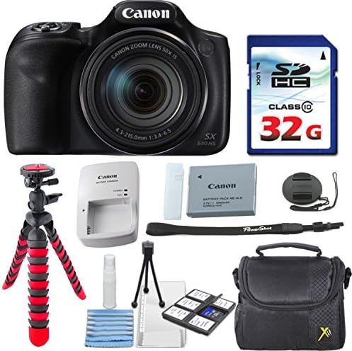 Canon PowerShot SX540 HS + 32GB High Speed Memory Card + Case + Tripod - Bundle