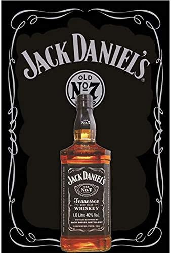 CrystalB Jack Daniels Whiskey Metal Sign Jack Daniels Old No 7 Pattern Wall Deor Jack Daniels Gold Bar Decorations 30ร20cm Vintage Wall Art Plaque Tin Sign Jack Daniels Black Label Man Cave Decor
