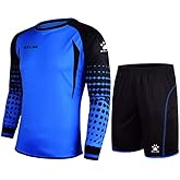 KELME Soccer Goalie Jersey Padded Uniform Kit - Goalkeeper Jersey, Shorts, Socks - Mens Football Padded Shirt Kids/Adult size