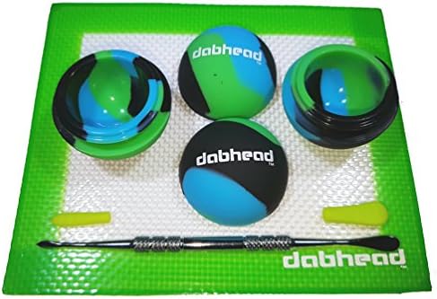 2 Silicone 1.5" Ball Containers "Various Colors" - 1 Pad - 1 Tool with removable tips (Blue/Green/Black "Silver Tool")