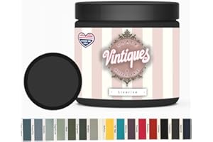 Vintiques Chalk & Mineral Paint plus color card, Matte Finish- Easy Application for DIY Projects - Furniture, Wood, Metal, Home Decor and More, Licorice, 8oz