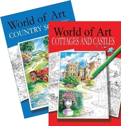 Adult Colouring Books World of Art Hobby Therapy Relaxing A4 Drawing Scenes
