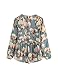 SheIn Women's Casual Loose Round Neck Beaded Bell Sleeve Ruffle Hem Top Blouse Grey# Medium