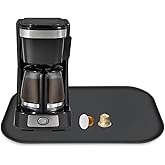 TOHONFOO Silicone Coffee Maker Mat with Lip, 17.4'' x 10.6'' Heavy Duty Coffee Maker Mat for Countertops, Coffee Tray Fit Under Coffee Machine Appliance Automatic Machines Espresso Accessory, Black