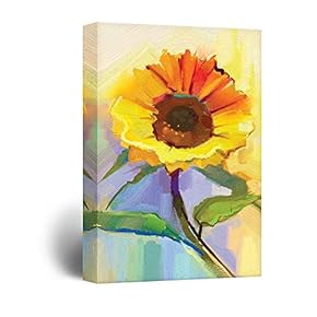 Canvas Wall Art - Oil Painting Style Sunflower - Giclee Print Gallery Wrap Modern Home Art Ready to Hang - 12x18 inches
