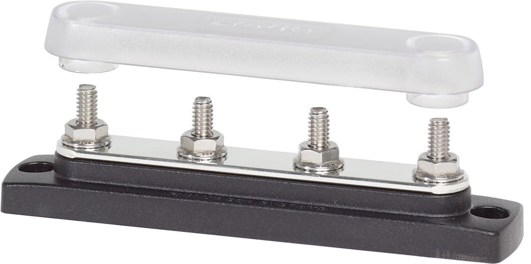 Blue Sea Systems 2307 150 Amp Common BusBar with 4 studs and a cover, With Cover, 150A — image 1