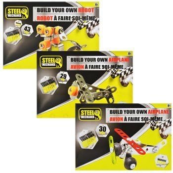 Steel Mechanix Build Your Own Construction Kit Set (Robot Bug, Plane, &amp; Bi-plane) Metal Models with Tools &amp; Instruction by Steel Mechanix