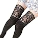 Jushye Womens Thigh High Socks, Women Girl Winter Over Knee Leg Warmer Soft Cotton Lace Socks Leggin (Black)