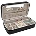 MISYLPH PU Leather Jewelry Box for Ring&Earrings Necklaces, with Mirror&Zipper, Small-Size, Portable (Mid, Black)