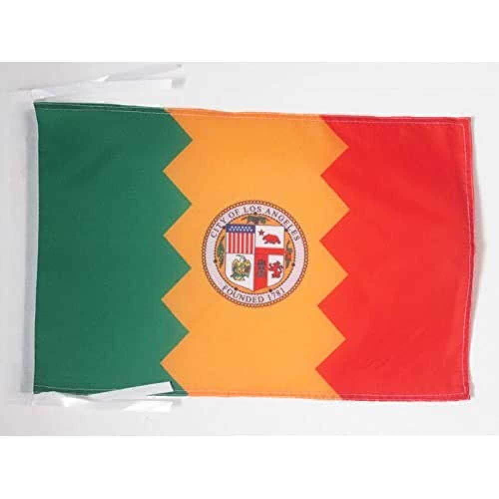 AZ FLAG - Los Angeles Flag - 18'' x 12'' - 100% Polyester Los Angeles city - California Small Banner with Two Cords - Fade Resistant - Vivid Colors - 18x12 in - 45x30 Cm — image 1