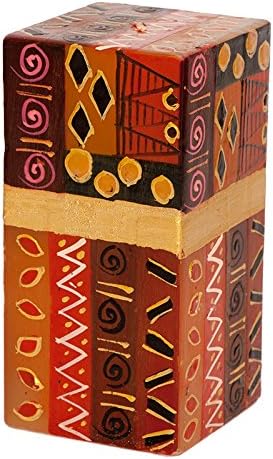 Kapula Cube Candle ' Safari Gold Design ' 7 x 7 x 15 cm