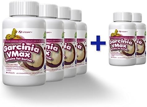 Garcinia VMax - Garcinia Cambogia - Buy 4 Get 2 Free - 60% HCA - 1000mg - All Natural Formula - GMP Certified - Natural Appetite Suppressant and Weight Loss Supplement - 60 Capsules