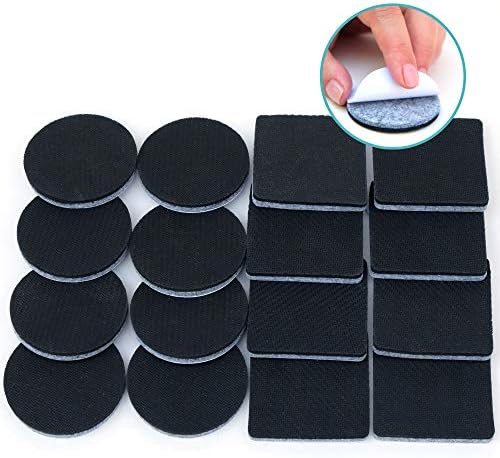 Non-Slip Furniture Grippers – 16 x 2" Square and Round Premium Self Stick Rubber Pads for Furniture Legs, Rubber Stoppers for Furniture, Non Skid Furniture Pads, Couch Stoppers