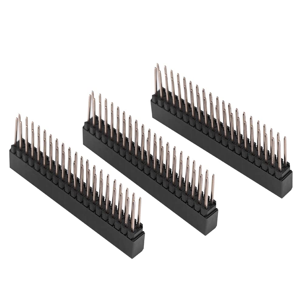 LiebeWH 3pcs 2x20 Pin Header, Black Female Socket Connector, Plastic, 2.54mm Pitch, PCB Mount, Ideal for PCB, Integrated Circuit, RPi, Computer, Breadboard