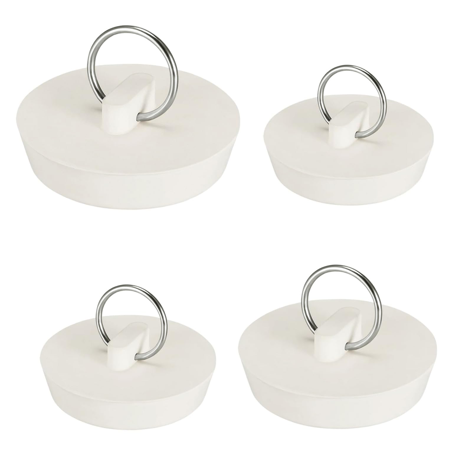 4 PCS Universal Sink Plug, Bath Plug Sink Plugs Bath Plug Replacement, Universal Bath Plug Sink Plugs Universal For UK Sink, for Kitchen Sink Wash Basin Bathroom (4 Sizes)