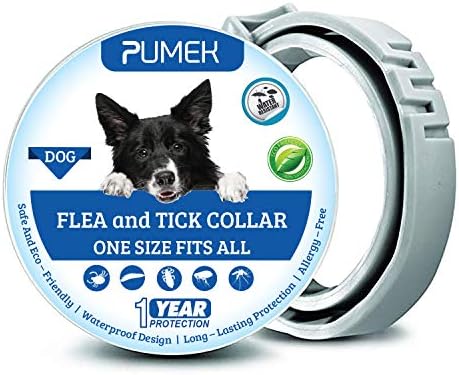 PUMEK Dogs Flea and Tick Collar - Flea and Tick Prevention for Dogs Up to 1 Year - All Weights and Sizes - Adjustable and Waterproof with 100% Natural Flea and Tick Control Collar [Upgrade Version]