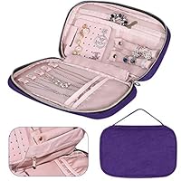 JIDUO Travel Jewelry Storage Bag Organizer for Necklaces, Earrings, Bracelets, Rings, Brooches and More, Compact and Easy to Carry -Carrying Case Jewelry (Purple)