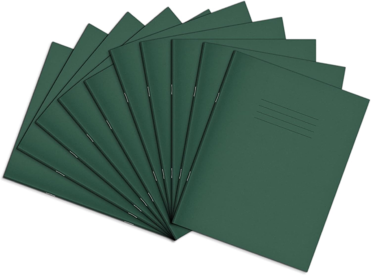 Rhino A5+ Exercise Books, 80-Page / 8mm Lined with Margin Paper Notebook, 10-Pack, 9 x 7 Writing Book, Office & School Stationery Supplies, Dark Green