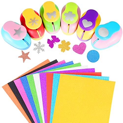 6 Pack Paper Craft Holes Punch Set 1 inch Kids Paper Puncher Hole